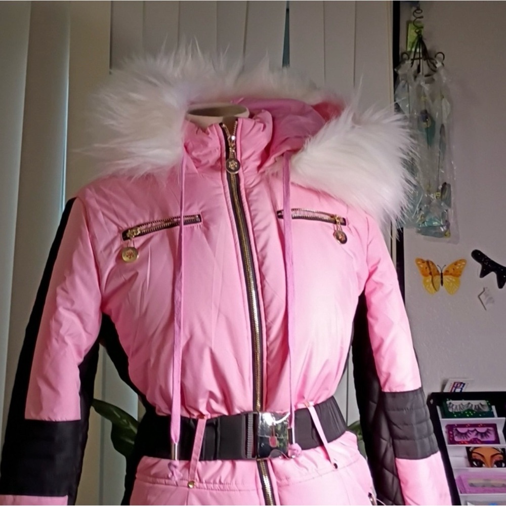 Pink snow suit